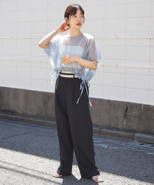 tiptop(ティップトップ)の「シアー裾ドロストリボンブラウス(シャツ/ブラウス・レディース・オレンジ/アイボリー/ブラック/ブルー/イエロー系その他・FREE)」の16枚目の写真