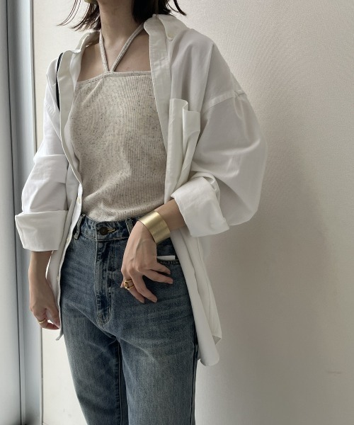 QFORON（キュフォロン）の「カップ付きホルターネックキャミソール（キャミソール・レディース・アイボリー/ブラック・M）」の13枚目の写真