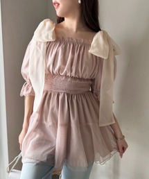 one after another NICE CLAUP | リボン取り外しできる/リボンチュールブラウス(シャツ/ブラウス)