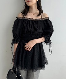 one after another NICE CLAUP | リボン取り外しできる/リボンチュールチュニック【WEB限定アイテム】(シャツ/ブラウス)