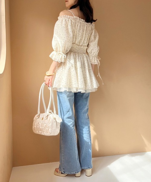 one after another NICE CLAUP（ワンアフターアナザーナイスクラップ）の「リボン取り外しできる/リボンチュールブラウス（シャツ/ブラウス・レディース・ホワイト×ブラック/ブラック/ピンク/アイボリー/チャコールグレー・FREE）」の19枚目の写真