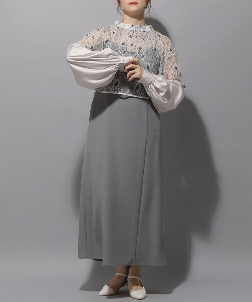 ★早い者勝ち！LEPSIM★キャミ2setワンピース★オケージョン★結婚式 セール】【結婚式／オケージョン】レースブラウス＊キャミ2SET