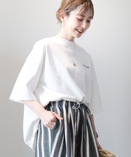 AMERICAN HOLIC(アメリカンホリック)の「バックギャザーロゴカットプルオーバー(Tシャツ/カットソー・レディース・ブラック/オフホワイト・M/L)」の2枚目の写真