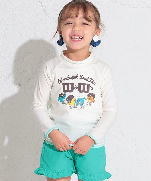 Ocean&Ground（オーシャン&グラウンド）の「【UVカット】W&W’s プリントラッシュガード（90～140cm）（ラッシュガード・キッズ・ミント/イエロー/オフホワイト・90/100/110/120/130/140）」の2枚目の写真