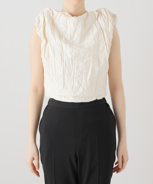 Charles Chaton（シャルルシャトン）の「cropped blouse │ pillings（シャツ/ブラウス・レディース・ブラック/ベージュ・FREE）」の9枚目の写真