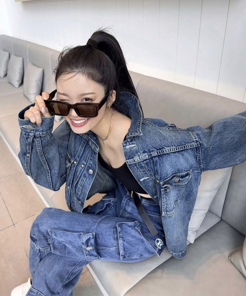 FLEX(フレックス)の「box square 2 sunglasses / ボックススクエア サングラス(サングラス・レディース・ブラック系2/ブラウン/ベージュ/ブラック系1/ブラック・FREE)」の14枚目の写真