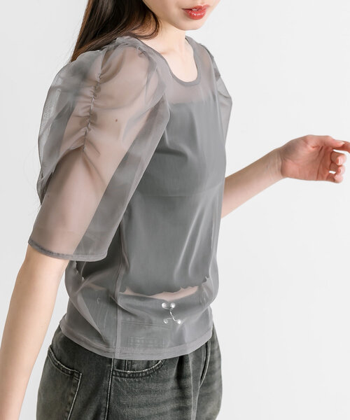 OLIVE des OLIVE(オリーブデオリーブ)の「ベーシックシアインナー 1041060750(Tシャツ/カットソー・レディース・ブラック/シルバー/オフホワイト/チャコールグレー・FREE)」の10枚目の写真