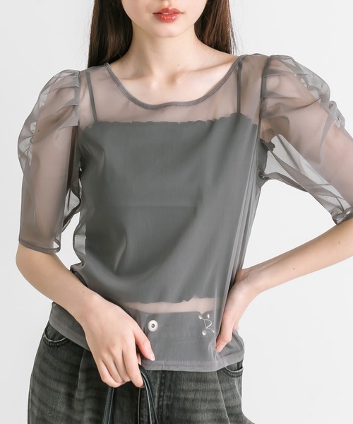 OLIVE des OLIVE(オリーブデオリーブ)の「ベーシックシアインナー 1041060750(Tシャツ/カットソー・レディース・ブラック/シルバー/オフホワイト/チャコールグレー・FREE)」の4枚目の写真
