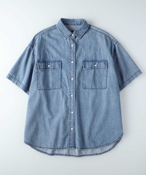 BACK NUMBER(バックナンバー)の「BACK NUMBER(バックナンバー)ライトオンスデニム半袖ビッグシャツ(シャツ/ブラウス・レディース・ライトインディゴブルー・L/XL/M)」の6枚目の写真