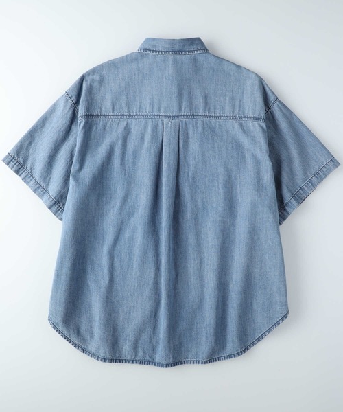 BACK NUMBER(バックナンバー)の「BACK NUMBER(バックナンバー)ライトオンスデニム半袖ビッグシャツ(シャツ/ブラウス・レディース・ライトインディゴブルー・L/XL/M)」の7枚目の写真