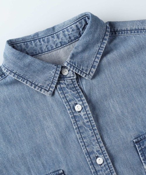 BACK NUMBER(バックナンバー)の「BACK NUMBER(バックナンバー)ライトオンスデニム半袖ビッグシャツ(シャツ/ブラウス・レディース・ライトインディゴブルー・L/XL/M)」の8枚目の写真