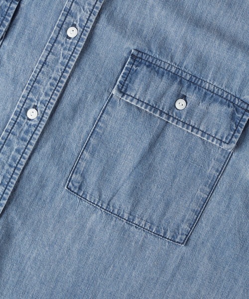 BACK NUMBER(バックナンバー)の「BACK NUMBER(バックナンバー)ライトオンスデニム半袖ビッグシャツ(シャツ/ブラウス・レディース・ライトインディゴブルー・L/XL/M)」の9枚目の写真