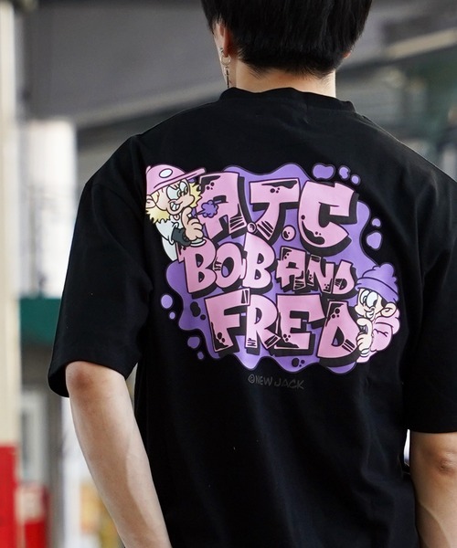 1111clothing(ワンフォークロージング)の「【unisex】NEW JACK アソート Tシャツ / ビッグシルエットTシャツ オーバーサイズ メンズ レディース(Tシャツ/カットソー・メンズ・ブラック系2/オレンジ系1/オレンジ系4/ブラック系3/ブラック系4/ホワイト系1/ホワイト系2/ホワイト系3/ホワイト系4/ブラック系1/パープル系2/パープル系3・ONESIZE(M))」の8枚目の写真