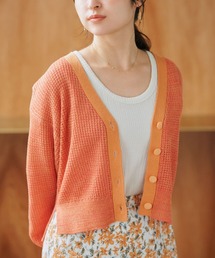 COHINAコヒナショート丈ニット　ブラウン コットンレースショート丈シャツ | 小柄・低身長女性向け