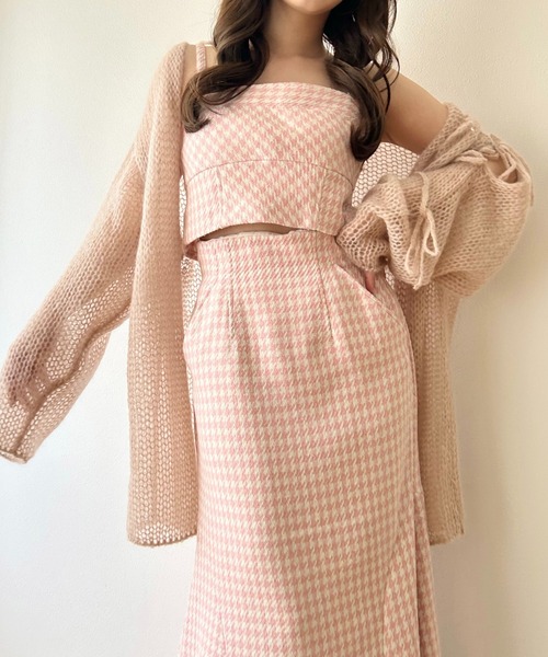ME COUTURE（ミークチュール）の「ハウンドトゥースセットマーメイドスカート（ワンピース・レディース・ピンク/ライトグレー/ブラック・1/0）」の3枚目の写真