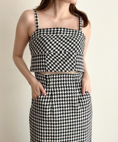 チェック柄 フレンチスリーブ スリットワンピース FX23L087