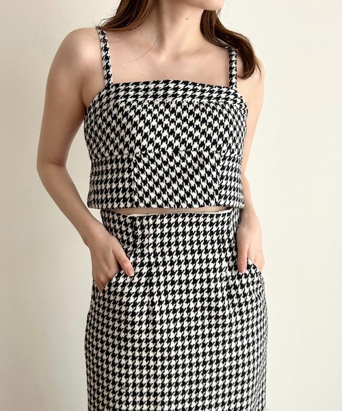 ME COUTURE（ミークチュール）の「ハウンドトゥースセットマーメイドスカート（ワンピース・レディース・ピンク/ライトグレー/ブラック・1/0）」の2枚目の写真