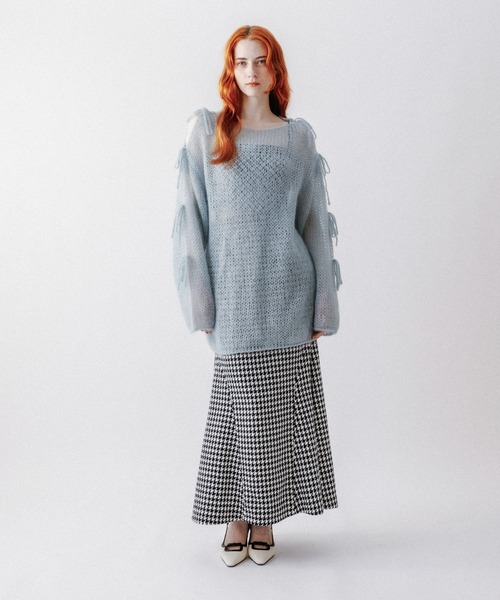 ME COUTURE（ミークチュール）の「ハウンドトゥースセットマーメイドスカート（ワンピース・レディース・ピンク/ライトグレー/ブラック・1/0）」の5枚目の写真