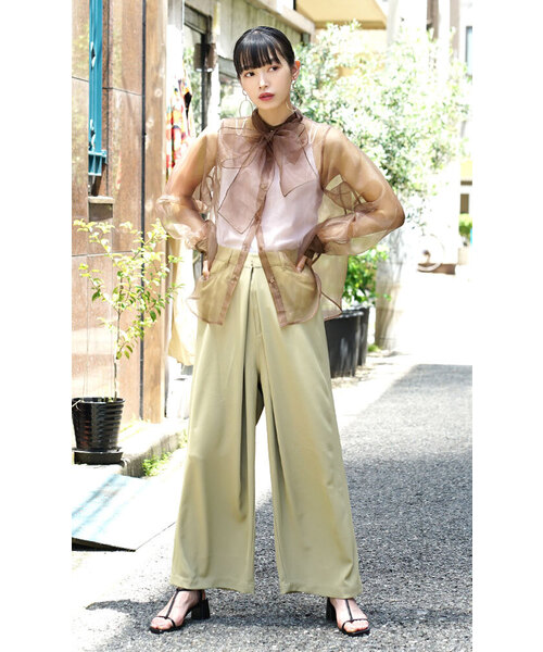 zootie（ズーティー）の「オーガンジー リボンシアーブラウス（シャツ/ブラウス・レディース・ベージュ/グリーン・M）」の15枚目の写真