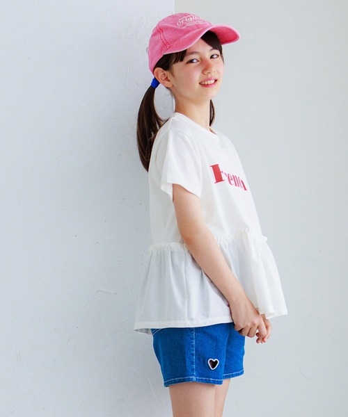 coca(coca)(コカ)の「キッズ ドッキングフリルロゴTシャツ(Tシャツ/カットソー・キッズ・ホワイト/ブラック・120/130/140/150)」の5枚目の写真