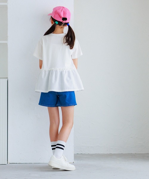 coca(coca)(コカ)の「キッズ ドッキングフリルロゴTシャツ(Tシャツ/カットソー・キッズ・ホワイト/ブラック・120/130/140/150)」の6枚目の写真