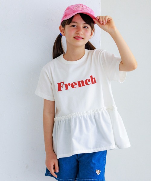 coca(coca)(コカ)の「キッズ ドッキングフリルロゴTシャツ(Tシャツ/カットソー・キッズ・ホワイト/ブラック・120/130/140/150)」の7枚目の写真