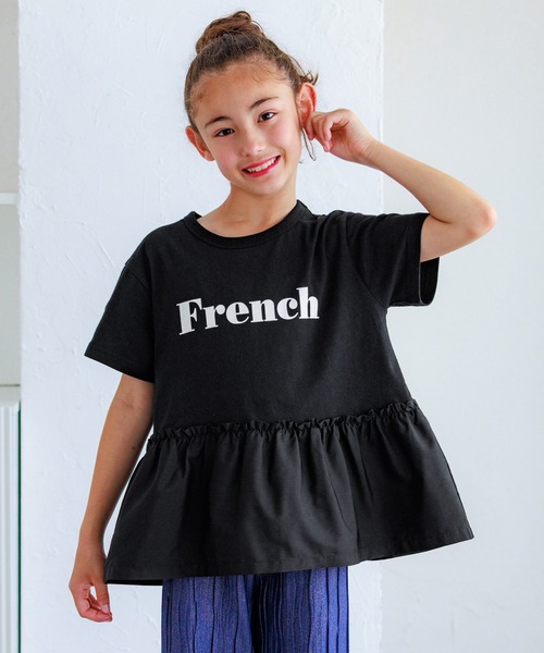 coca(coca)(コカ)の「キッズ ドッキングフリルロゴTシャツ(Tシャツ/カットソー・キッズ・ホワイト/ブラック・120/130/140/150)」の13枚目の写真