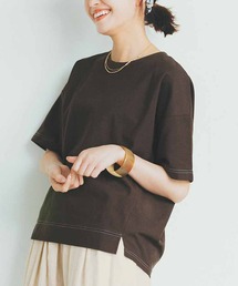 リブ　イン　コンフォート　シンプルだけどこなれ見え　ステッチ遣いのかのこカットソートップス