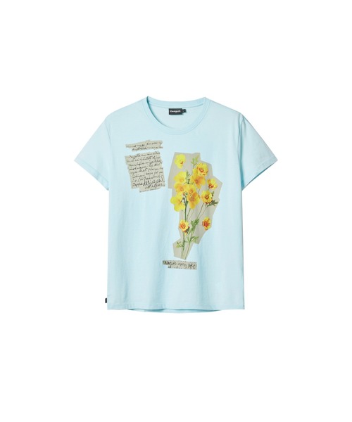 Desigual(デシグアル)の「ボタニカル花プリント Tシャツ スカイブルー(シャツ/ブラウス・レディース・ブルー・M/L/XS/XL/S)」の3枚目の写真