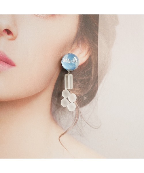 joesstyle】*Glass Earrings*ハンドアート×フロストパーツの