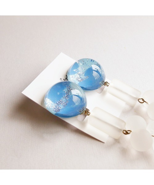tone(トーン)の「【joesstyle】*Glass Earrings*ハンドアート×フロストパーツの大きなイヤリング(MA)(ピアス(片耳用)・レディース・マルチ・FREE)」の5枚目の写真