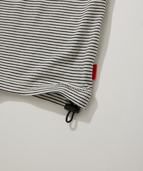 Healthknit(ヘルスニット)の「Healthknit NARROW BORDER JERSEY S/S ドローコード ワイドクルーネック半袖Tシャツ (#51033)(Tシャツ/カットソー・メンズ・その他1/ブラック系その他・MEDIUM/LARGE/X-LARGE)」の3枚目の写真