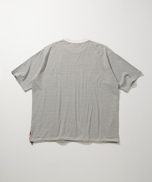 Healthknit(ヘルスニット)の「Healthknit NARROW BORDER JERSEY S/S ドローコード ワイドクルーネック半袖Tシャツ (#51033)(Tシャツ/カットソー・メンズ・その他1/ブラック系その他・MEDIUM/LARGE/X-LARGE)」の5枚目の写真