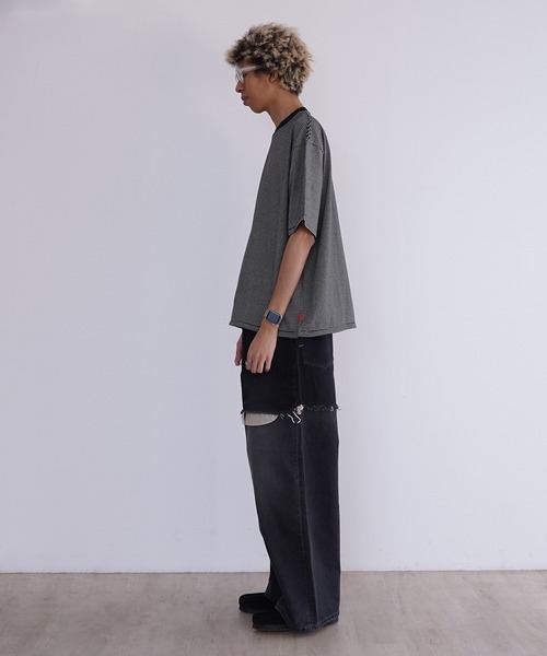 Healthknit(ヘルスニット)の「Healthknit NARROW BORDER JERSEY S/S ドローコード ワイドクルーネック半袖Tシャツ (#51033)(Tシャツ/カットソー・メンズ・その他1/ブラック系その他・MEDIUM/LARGE/X-LARGE)」の15枚目の写真