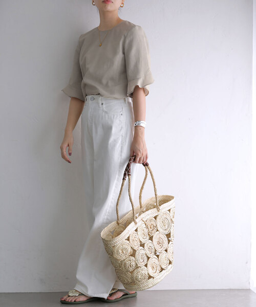 La TOTALITE(ラトータリテ)の「【AFRICAN SQUARE/アフリカンスクエア】デコレーションカゴBAG(かごバッグ・レディース・ベージュ・FREE)」の8枚目の写真