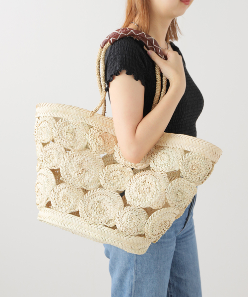 La TOTALITE(ラトータリテ)の「【AFRICAN SQUARE/アフリカンスクエア】デコレーションカゴBAG(かごバッグ・レディース・ベージュ・FREE)」の11枚目の写真