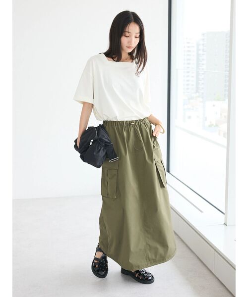CRAFT STANDARD BOUTIQUE(クラフトスタンダードブティック)の「カーゴバルーンナロースカート(スカート・レディース・カーキ/チャコールグレー/グレイッシュベージュ・FREE)」の12枚目の写真