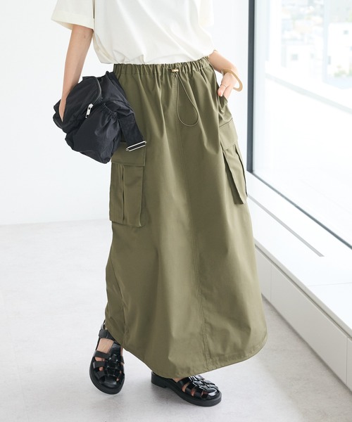 CRAFT STANDARD BOUTIQUE(クラフトスタンダードブティック)の「カーゴバルーンナロースカート(スカート・レディース・カーキ/チャコールグレー/グレイッシュベージュ・FREE)」の3枚目の写真
