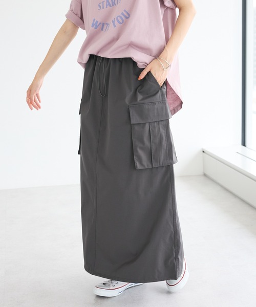 CRAFT STANDARD BOUTIQUE(クラフトスタンダードブティック)の「カーゴバルーンナロースカート(スカート・レディース・カーキ/チャコールグレー/グレイッシュベージュ・FREE)」の2枚目の写真