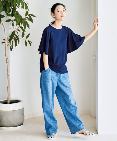 and myera（アンド マイラ）の「ａｎｄ　ｍｙｅｒａ　フレア袖のＴシャツ（Tシャツ/カットソー・レディース・ネイビー/ブルー/チャコールグレー・X-LARGE/LARGE/MEDIUM/SMALL）」の9枚目の写真