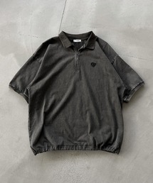 ヴィンテージライク刺繍ハーフジップTシャツ