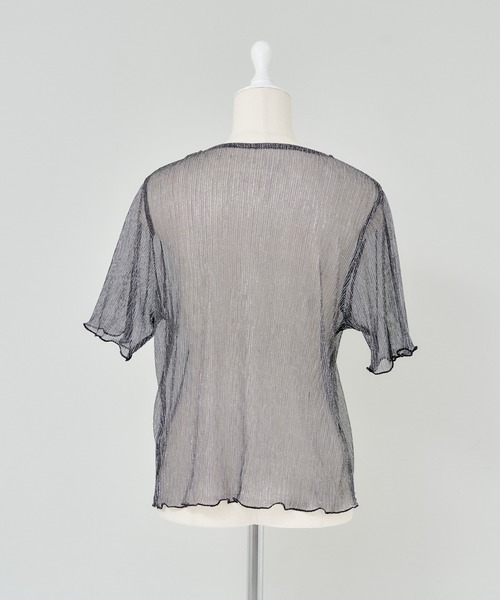 one after another NICE CLAUP(ワンアフターアナザーナイスクラップ)の「【ZOZO限定商品】ラメプリーツシアートップス(Tシャツ/カットソー・レディース・ブラック/シルバー/ピンク/ホワイト・FREE)」の6枚目の写真