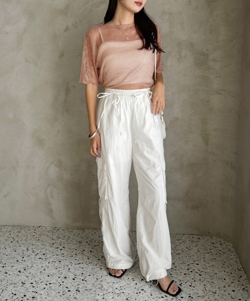 one after another NICE CLAUP(ワンアフターアナザーナイスクラップ)の「【ZOZO限定商品】ラメプリーツシアートップス(Tシャツ/カットソー・レディース・ブラック/シルバー/ピンク/ホワイト・FREE)」の22枚目の写真