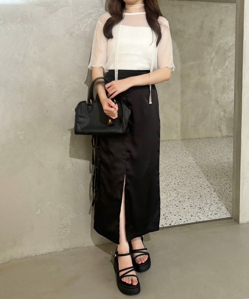 セール】【ZOZO限定商品】ラメプリーツシアートップス（Tシャツ