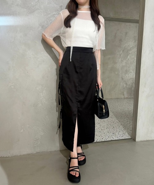 one after another NICE CLAUP(ワンアフターアナザーナイスクラップ)の「【ZOZO限定商品】ラメプリーツシアートップス(Tシャツ/カットソー・レディース・ブラック/シルバー/ピンク/ホワイト・FREE)」の13枚目の写真