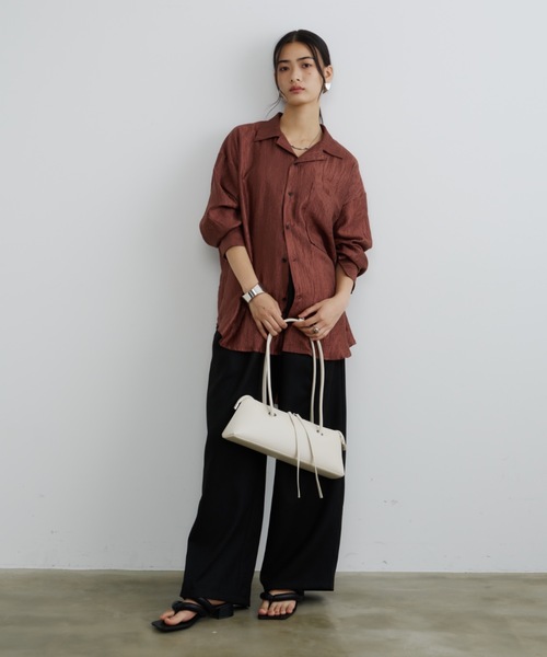 セール】ニュアンスサテンオープンカラーシャツ（シャツ/ブラウス
