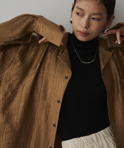 deres デレス　プルオーバーシャツ ブラウン　新品・未使用 メンズ レギュラーカラー七分袖シャツ FB5042M－5 ブラウン