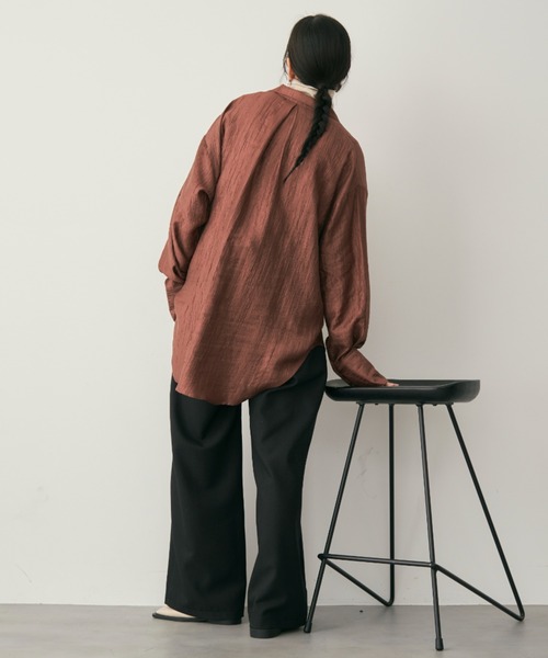 セール】ニュアンスサテンオープンカラーシャツ（シャツ/ブラウス
