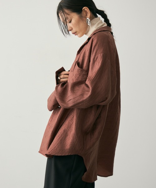 セール】ニュアンスサテンオープンカラーシャツ（シャツ/ブラウス