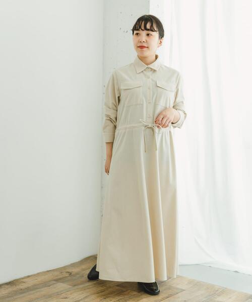 ITEMS URBANRESEARCH（アイテムズ アーバンリサーチ）の「ピケロングシャツワンピース（ワンピース・レディース・グレー系その他/ネイビー/モカ・FREE）」の4枚目の写真